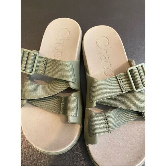 CHACO Army Green Outdoors Adjustable Strappy Sandal Slide Ladies Size 6 - Picture 6 of 11